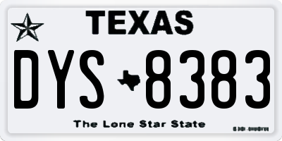 TX license plate DYS8383