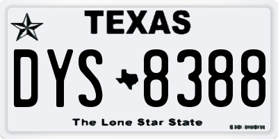 TX license plate DYS8388