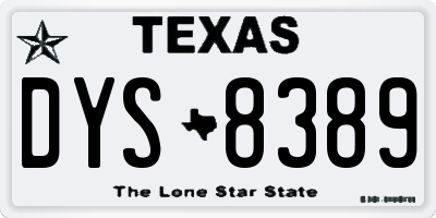 TX license plate DYS8389