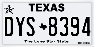 TX license plate DYS8394