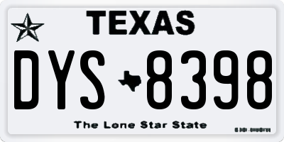TX license plate DYS8398