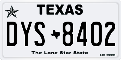 TX license plate DYS8402