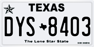 TX license plate DYS8403