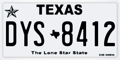 TX license plate DYS8412