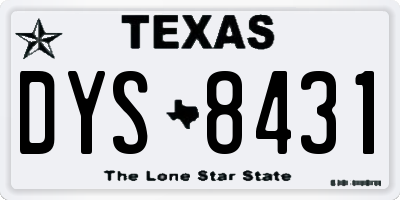 TX license plate DYS8431