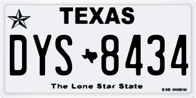 TX license plate DYS8434