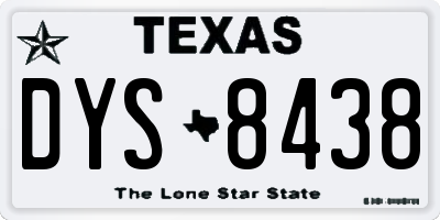 TX license plate DYS8438