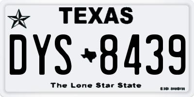 TX license plate DYS8439