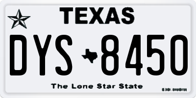 TX license plate DYS8450