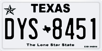 TX license plate DYS8451