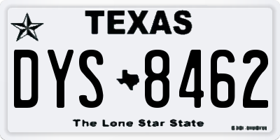 TX license plate DYS8462