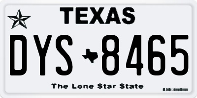 TX license plate DYS8465