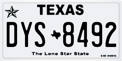 TX license plate DYS8492