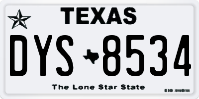 TX license plate DYS8534