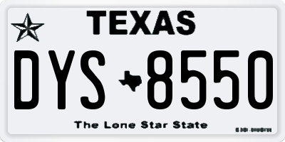 TX license plate DYS8550