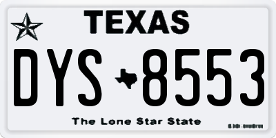 TX license plate DYS8553