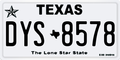 TX license plate DYS8578
