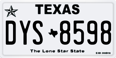 TX license plate DYS8598