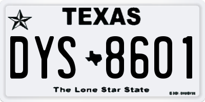 TX license plate DYS8601