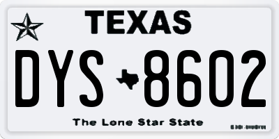 TX license plate DYS8602