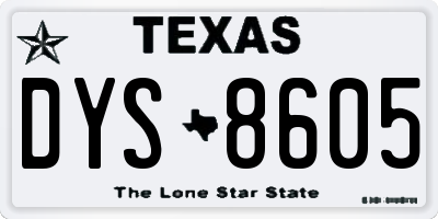 TX license plate DYS8605
