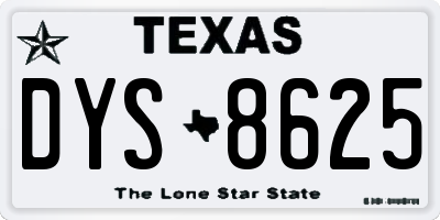 TX license plate DYS8625