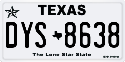 TX license plate DYS8638
