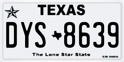 TX license plate DYS8639