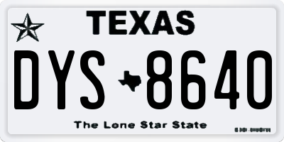 TX license plate DYS8640