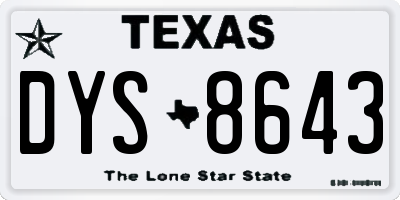 TX license plate DYS8643