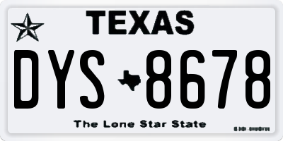 TX license plate DYS8678