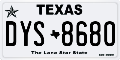 TX license plate DYS8680