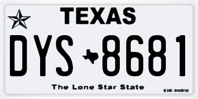 TX license plate DYS8681