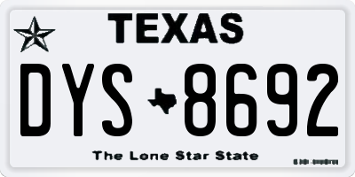 TX license plate DYS8692