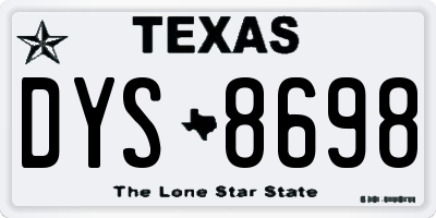 TX license plate DYS8698