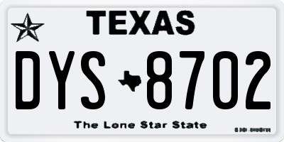 TX license plate DYS8702