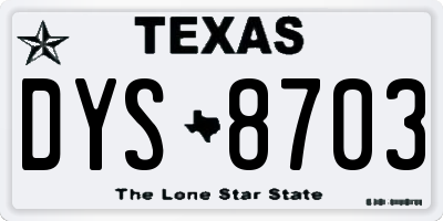 TX license plate DYS8703
