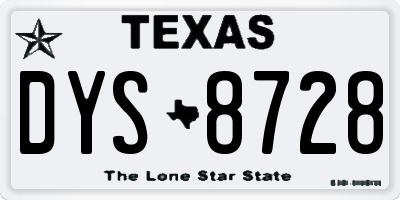 TX license plate DYS8728