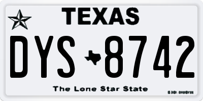 TX license plate DYS8742