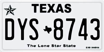 TX license plate DYS8743