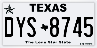 TX license plate DYS8745
