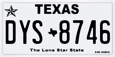 TX license plate DYS8746