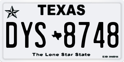 TX license plate DYS8748
