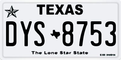 TX license plate DYS8753