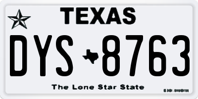 TX license plate DYS8763