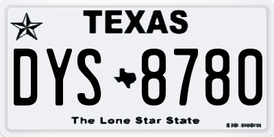 TX license plate DYS8780