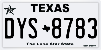TX license plate DYS8783