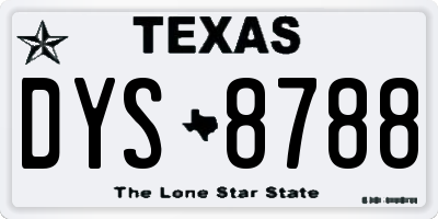 TX license plate DYS8788