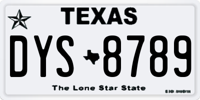 TX license plate DYS8789