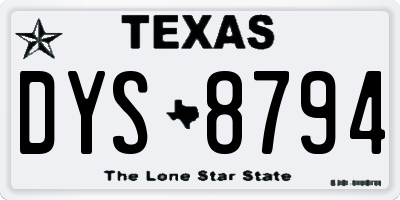 TX license plate DYS8794